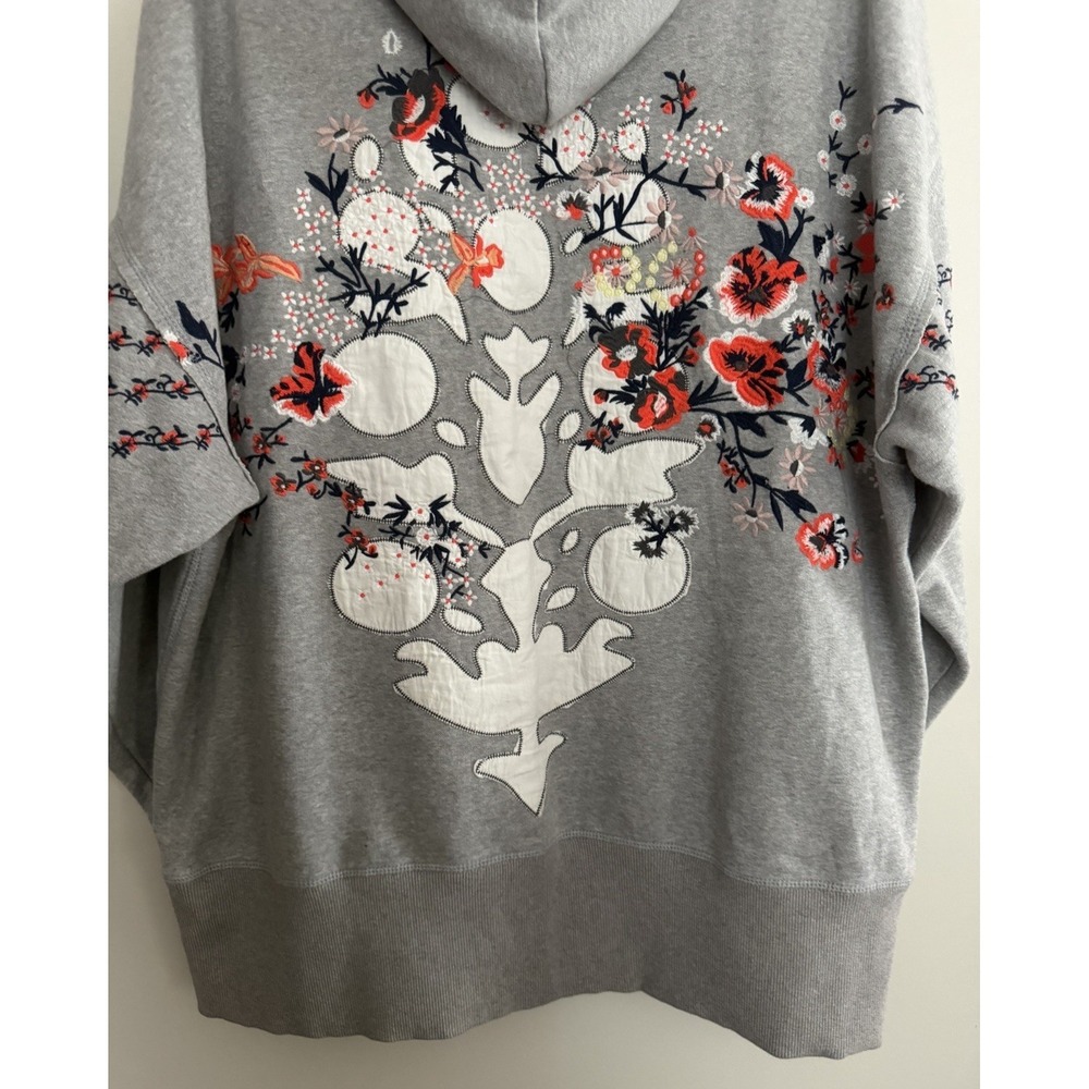 Free People Movement "At My Best" Embroidered Hoodie Grey Women's Size Small - Picture 6 of 13